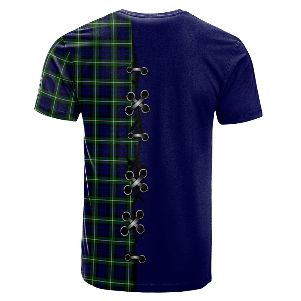 Lamont Modern Tartan T-shirt - Lion Rampant And Celtic Thistle Style