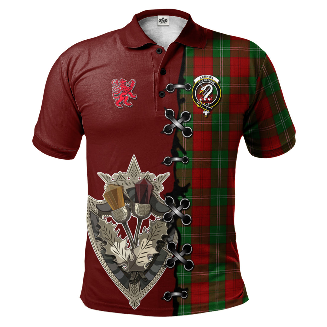 Lennox Tartan Polo Shirt - Lion Rampant And Celtic Thistle Style