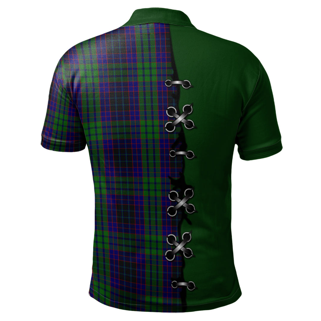 Lumsden Green Tartan Polo Shirt - Lion Rampant And Celtic Thistle Style