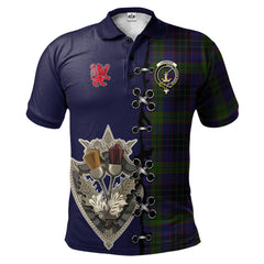 Lumsden Hunting Tartan Polo Shirt - Lion Rampant And Celtic Thistle Style