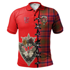 Lumsden Modern Tartan Polo Shirt - Lion Rampant And Celtic Thistle Style