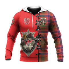 Lumsden Modern Tartan Hoodie - Lion Rampant And Celtic Thistle Style