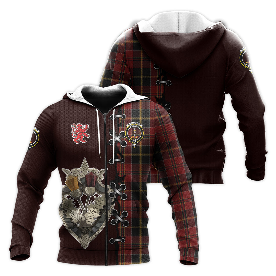 MacAlister of Skye Tartan Hoodie - Lion Rampant And Celtic Thistle Style