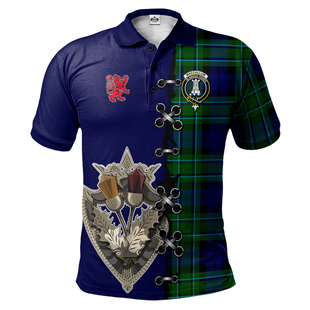 MacCallum Modern Tartan Polo Shirt - Lion Rampant And Celtic Thistle Style