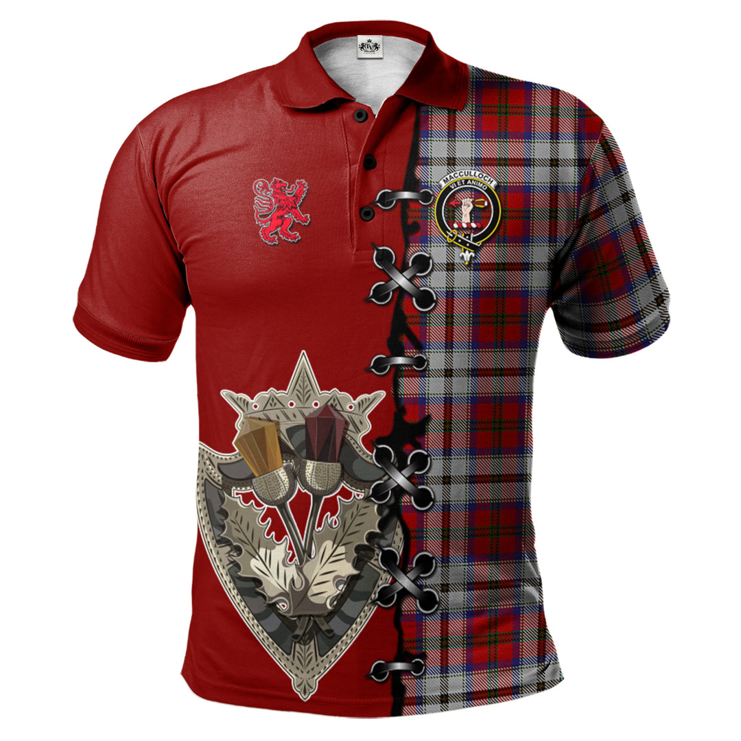 MacCulloch Dress Tartan Polo Shirt - Lion Rampant And Celtic Thistle Style