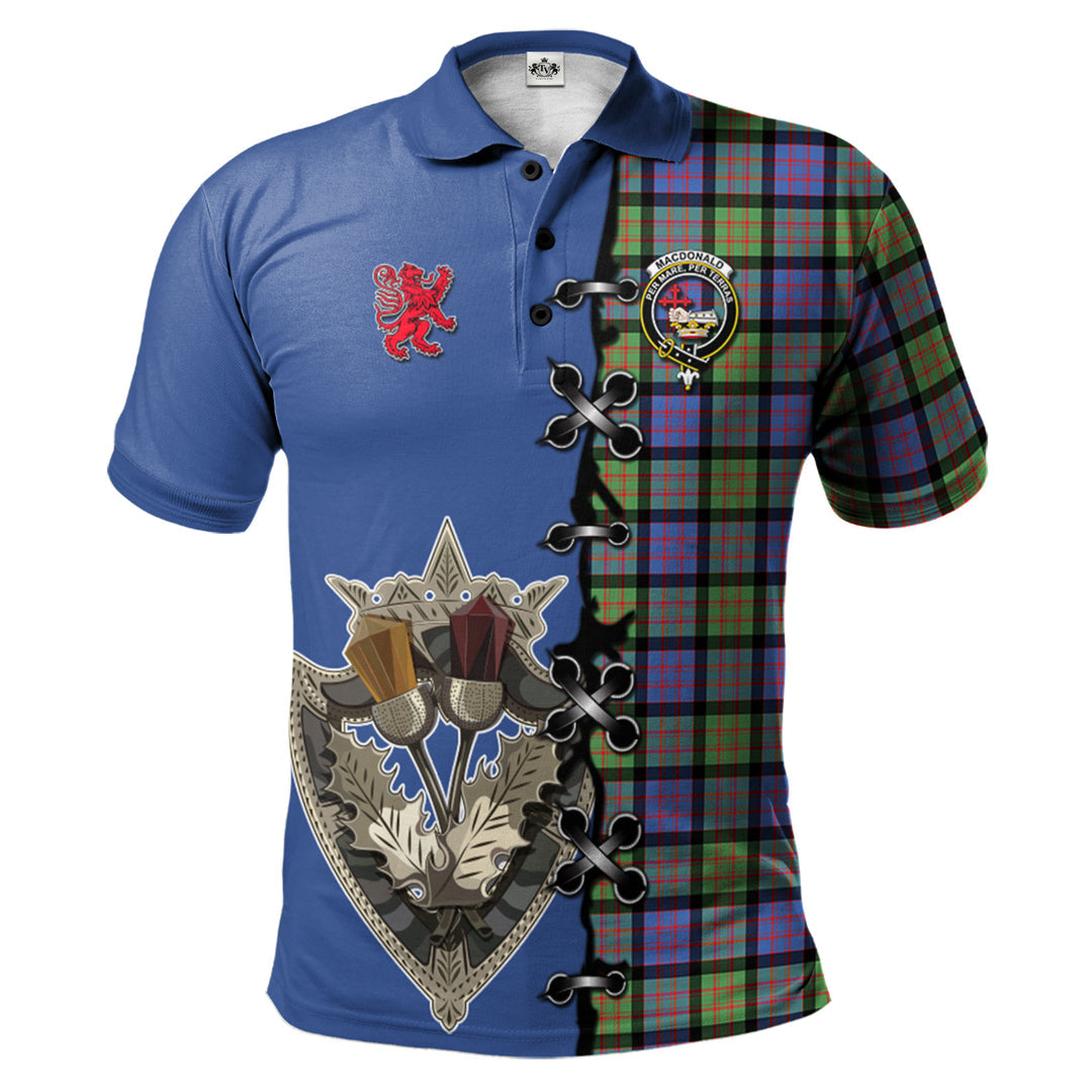 MacDonald Ancient Tartan Polo Shirt - Lion Rampant And Celtic Thistle Style