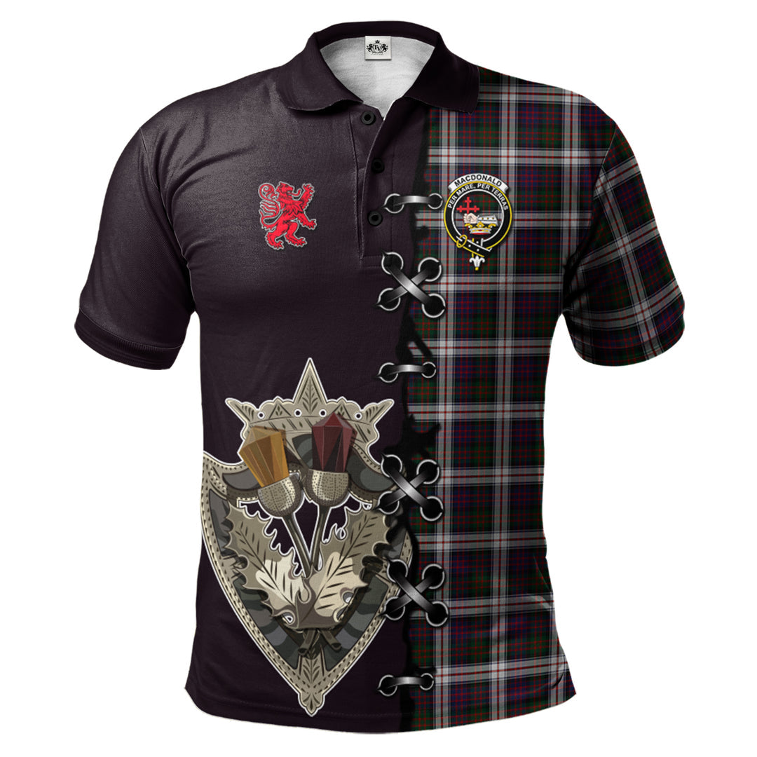 MacDonald Dress Tartan Polo Shirt - Lion Rampant And Celtic Thistle Style