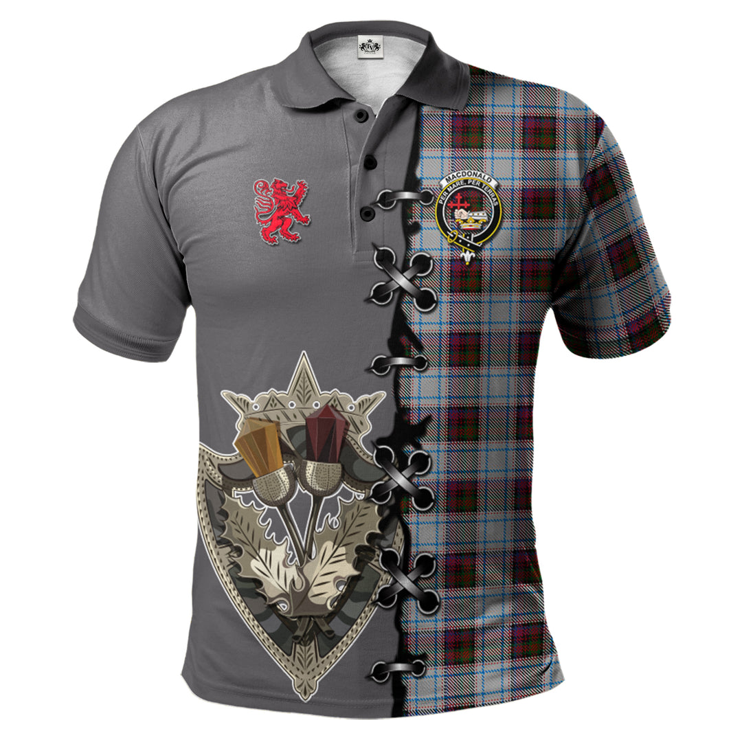 MacDonald Dress Ancient Tartan Polo Shirt - Lion Rampant And Celtic Thistle Style