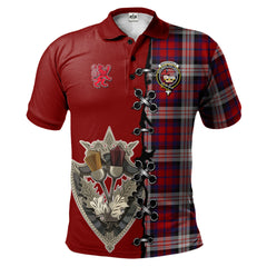 MacDonald Dress Irish Tartan Polo Shirt - Lion Rampant And Celtic Thistle Style