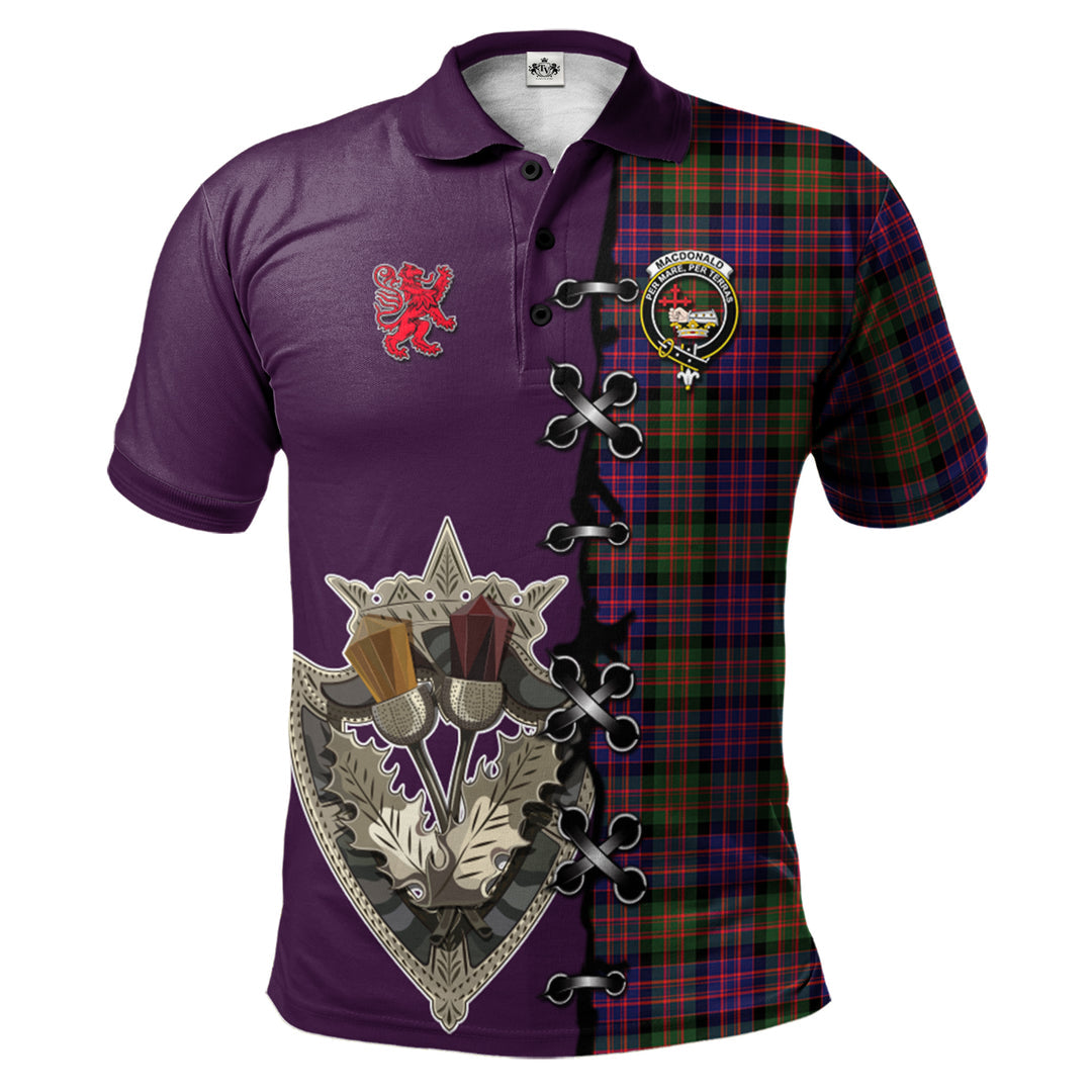 MacDonald Modern Tartan Polo Shirt - Lion Rampant And Celtic Thistle Style