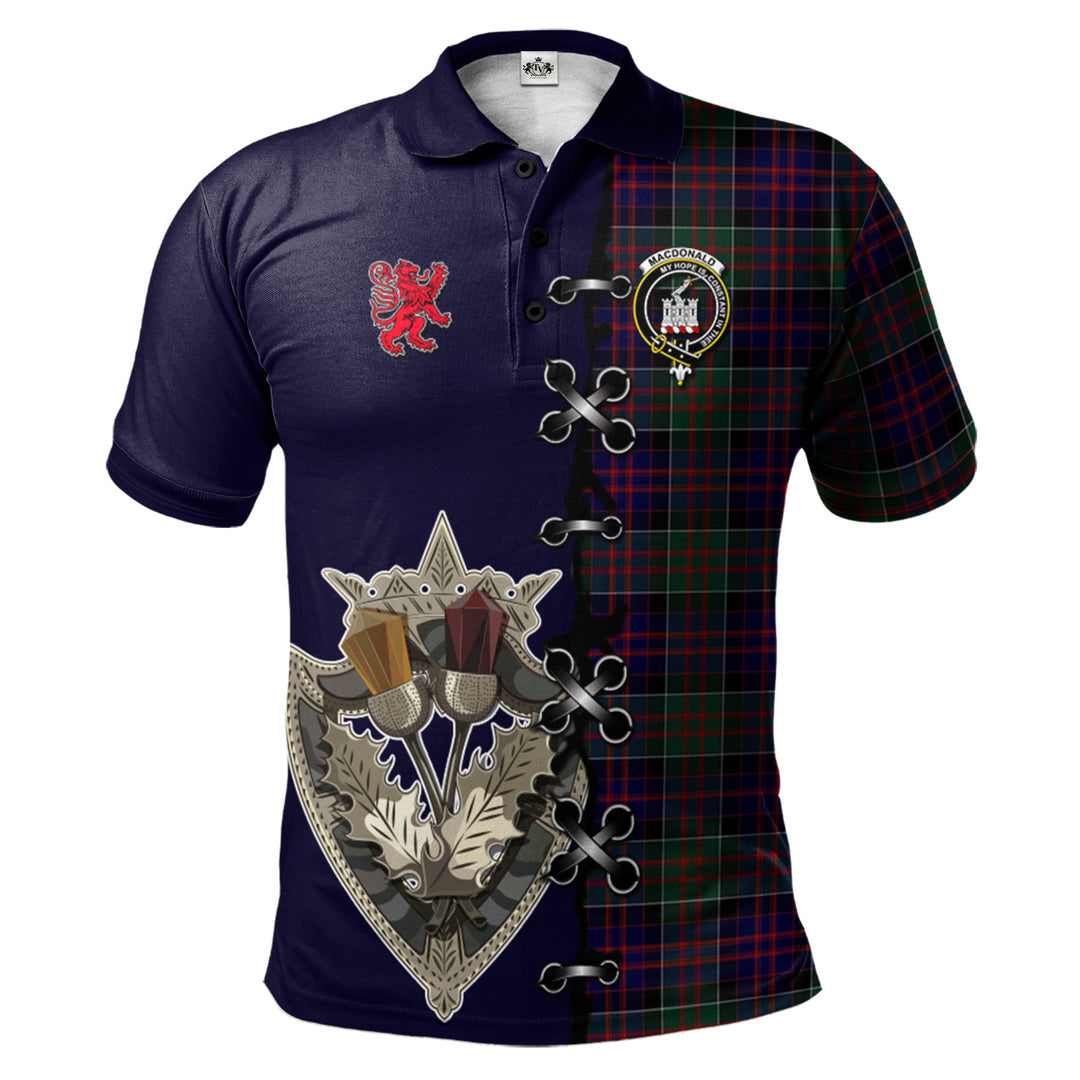 MacDonald of Clanranald Tartan Polo Shirt - Lion Rampant And Celtic Thistle Style