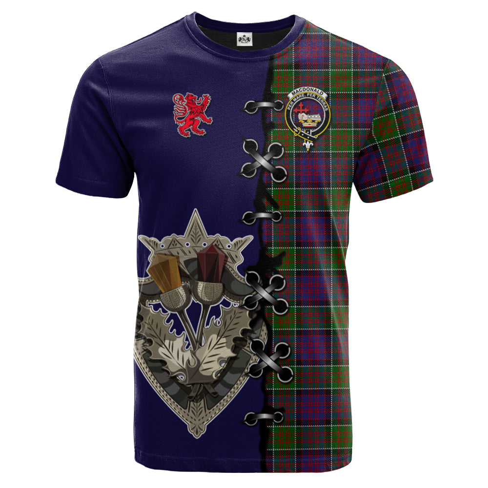 MacDonald of Clanranald Modern Tartan T-shirt - Lion Rampant And Celtic Thistle Style