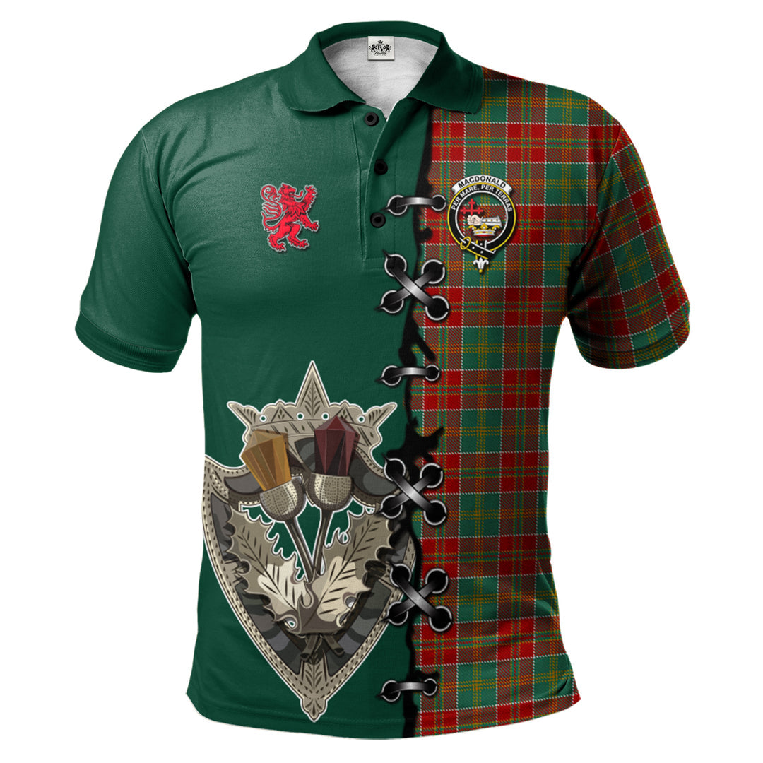 MacDonald of Kingsburgh Tartan Polo Shirt - Lion Rampant And Celtic Thistle Style