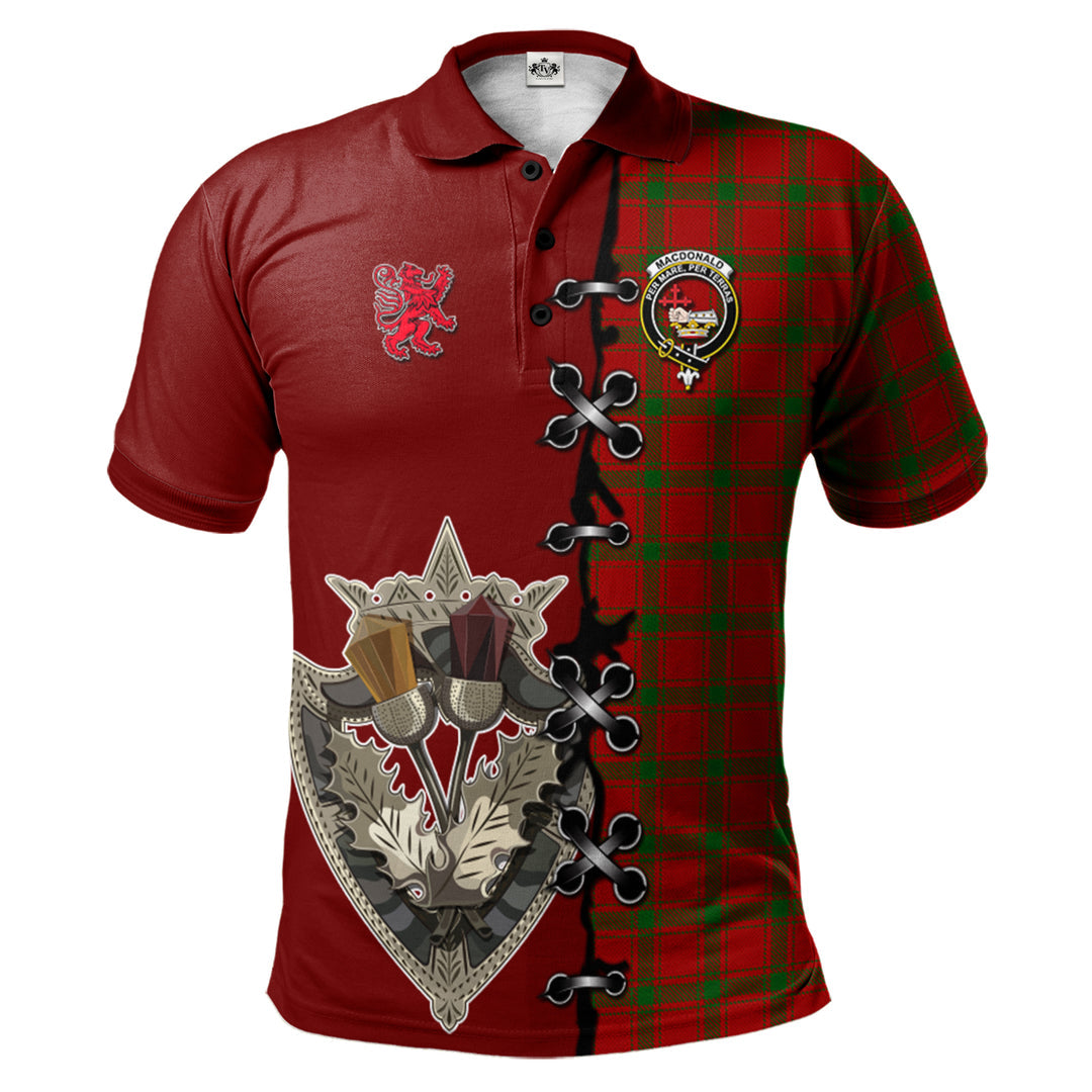 MacDonald of Sleat Tartan Polo Shirt - Lion Rampant And Celtic Thistle Style