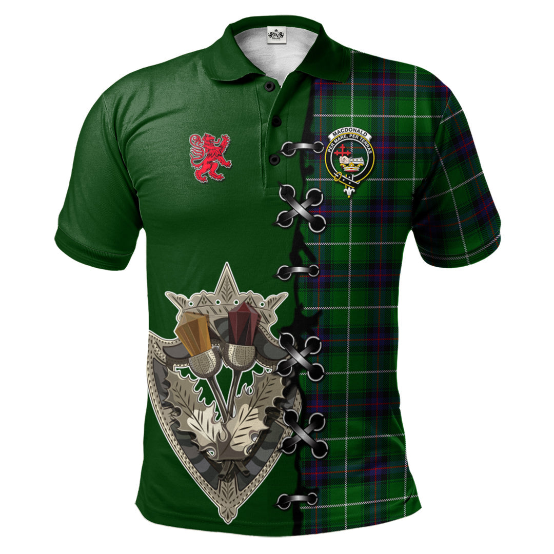 MacDonald of The Isles Tartan Polo Shirt - Lion Rampant And Celtic Thistle Style