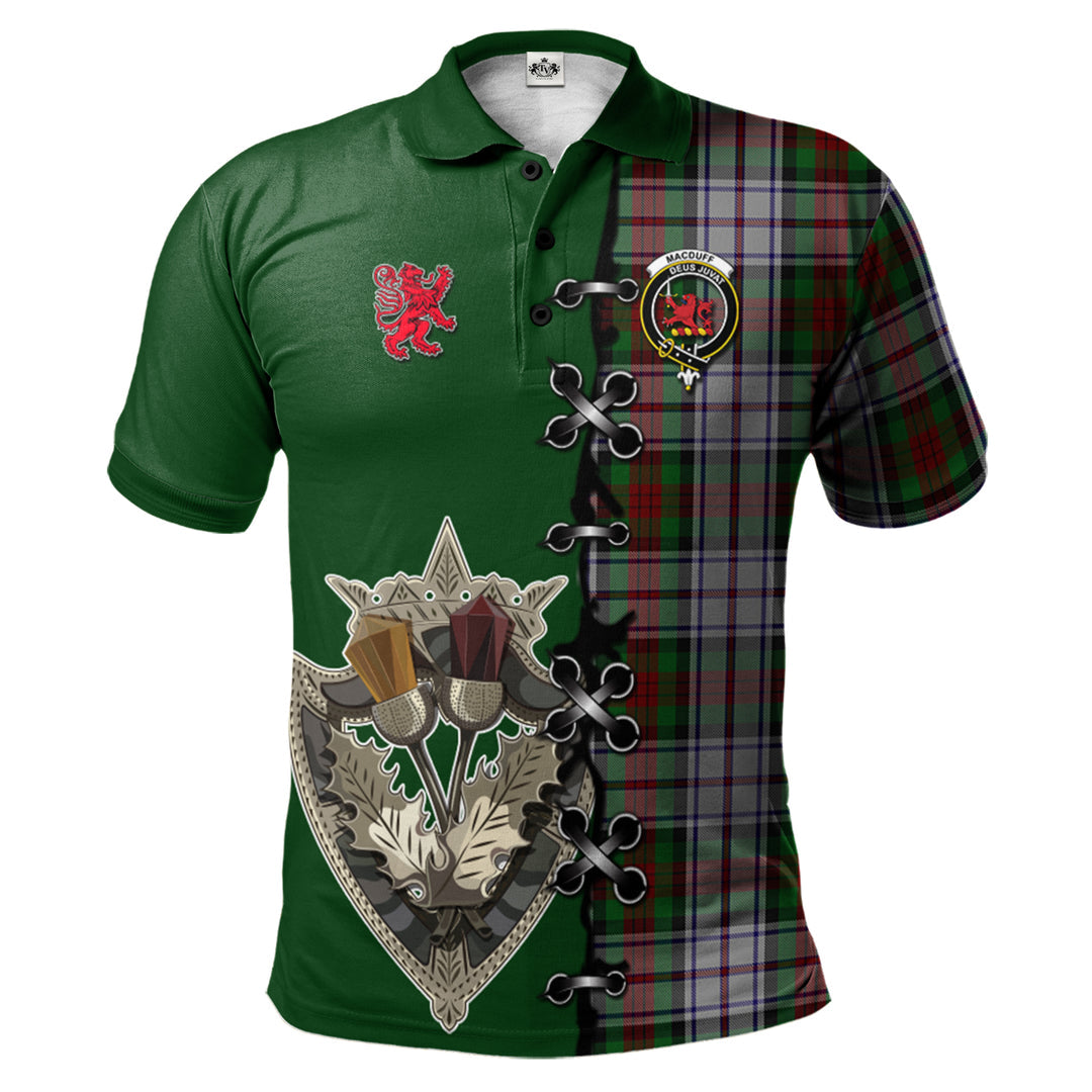 MacDuff Dress Tartan Polo Shirt - Lion Rampant And Celtic Thistle Style