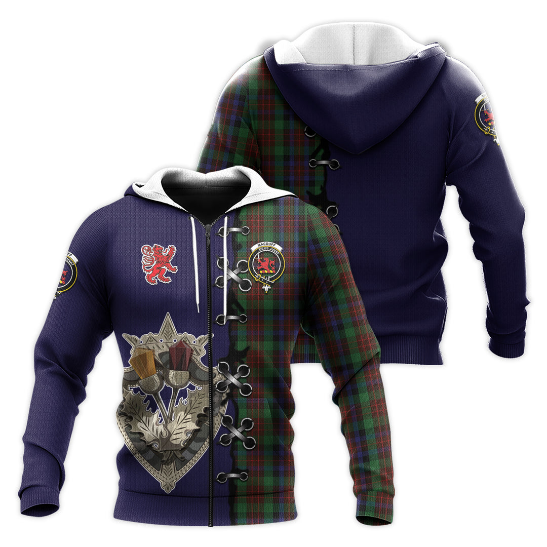 MacDuff Hunting Tartan Hoodie - Lion Rampant And Celtic Thistle Style