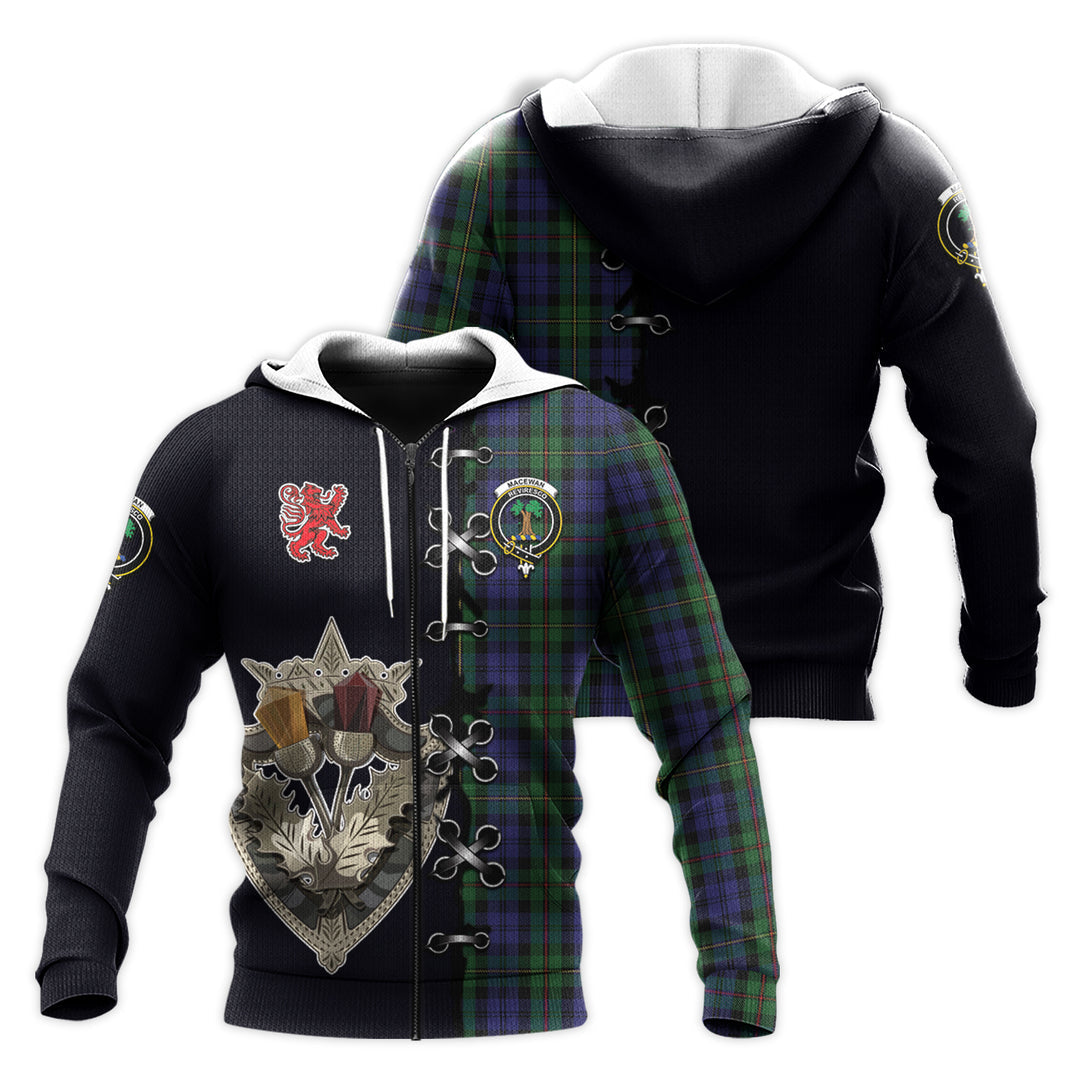 MacEwen - MacEwan Tartan Hoodie - Lion Rampant And Celtic Thistle Style