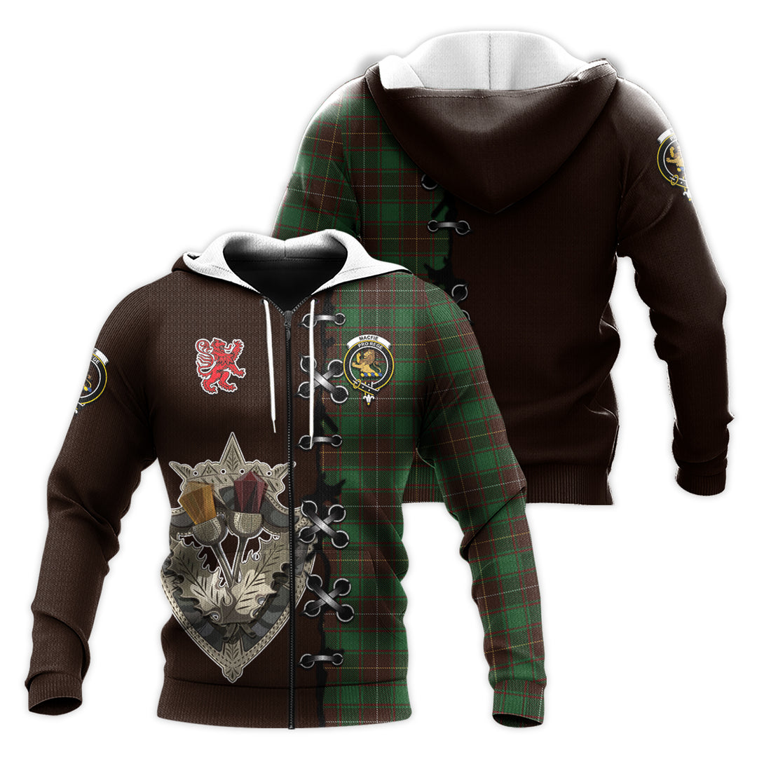 MacFie Hunting Tartan Hoodie - Lion Rampant And Celtic Thistle Style