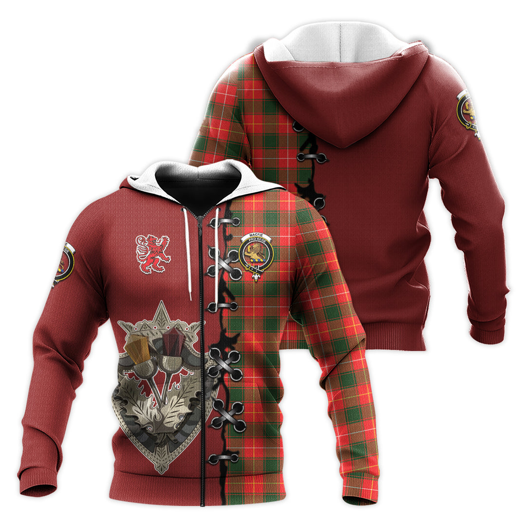 MacFie Modern Tartan Hoodie - Lion Rampant And Celtic Thistle Style