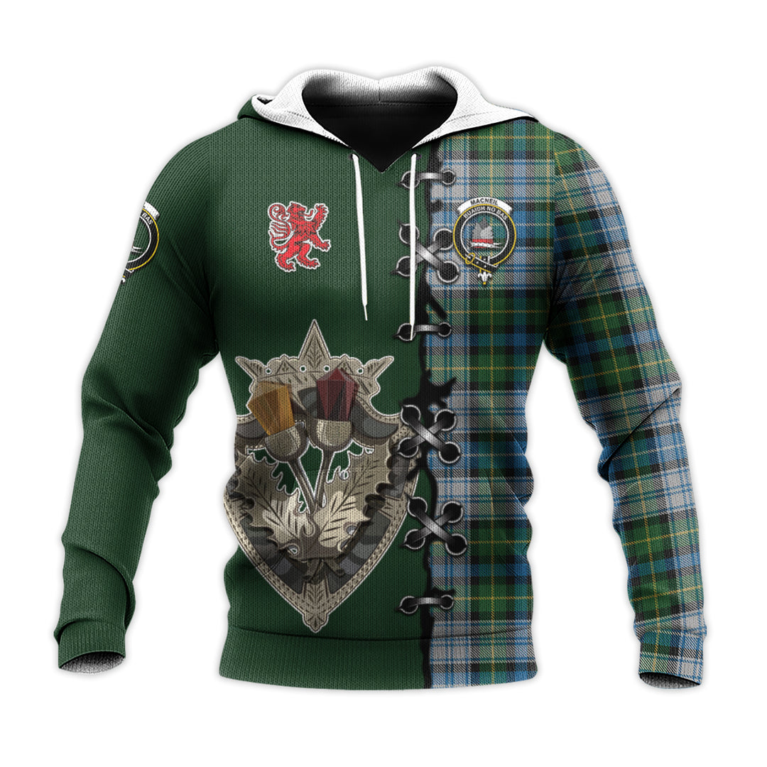 MacNeil Dress Tartan Hoodie - Lion Rampant And Celtic Thistle Style