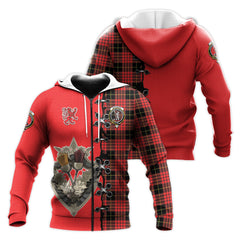 MacQueen Modern Tartan Hoodie - Lion Rampant And Celtic Thistle Style