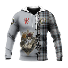 MacRae Dress Tartan Hoodie - Lion Rampant And Celtic Thistle Style