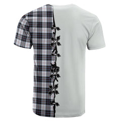 MacRae Dress Modern Tartan T-shirt - Lion Rampant And Celtic Thistle Style