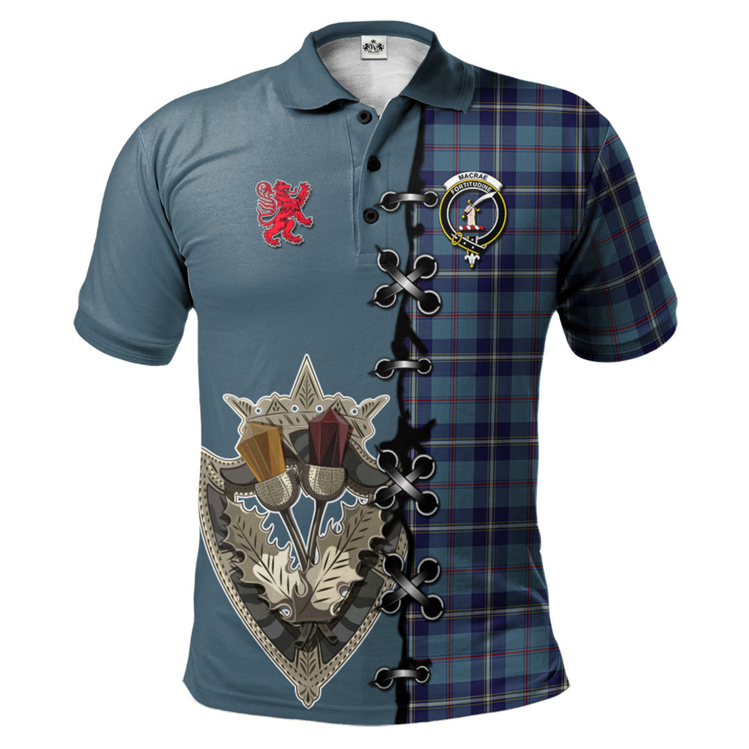 MacRaes of America Tartan Polo Shirt - Lion Rampant And Celtic Thistle Style