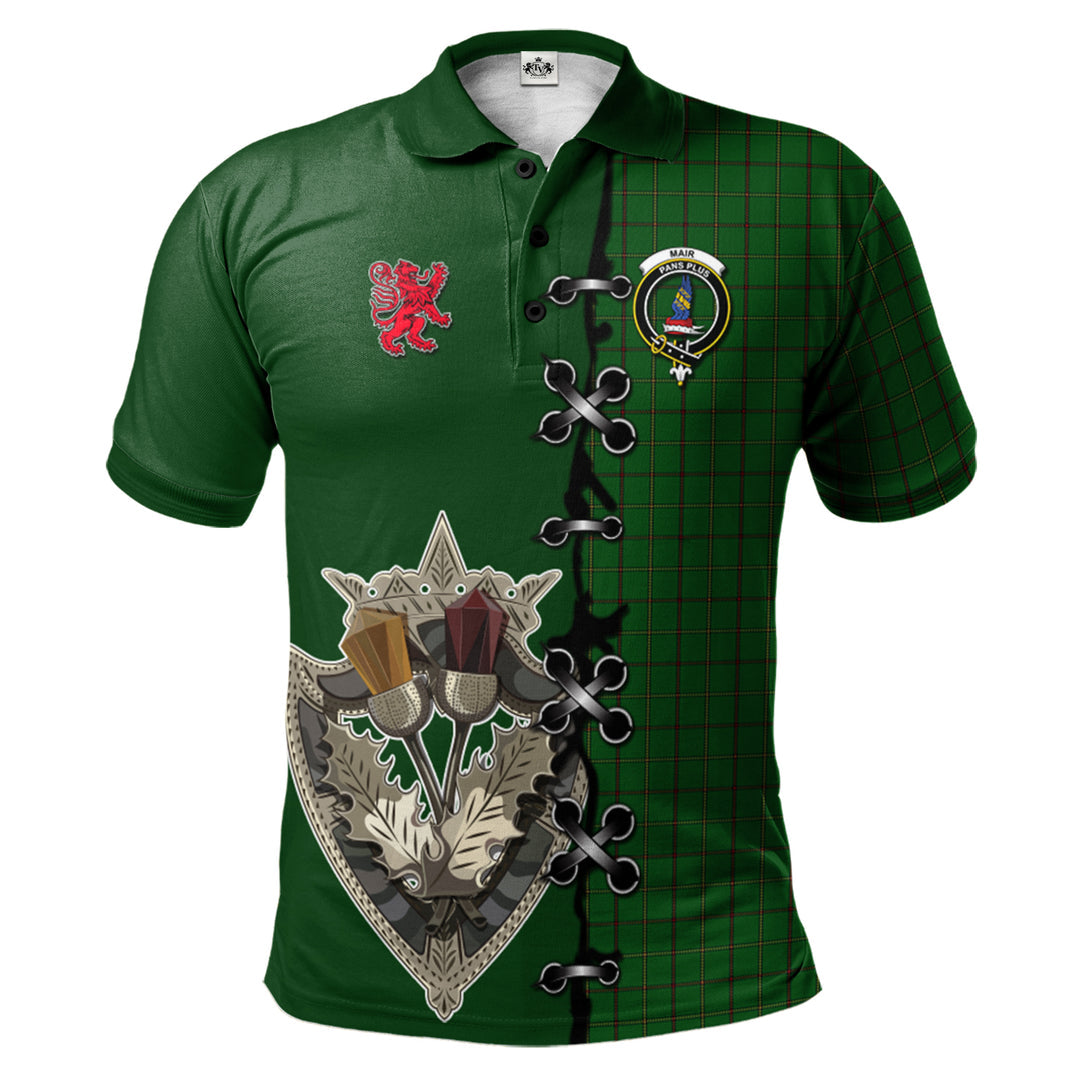 Mar Tribe Tartan Polo Shirt - Lion Rampant And Celtic Thistle Style