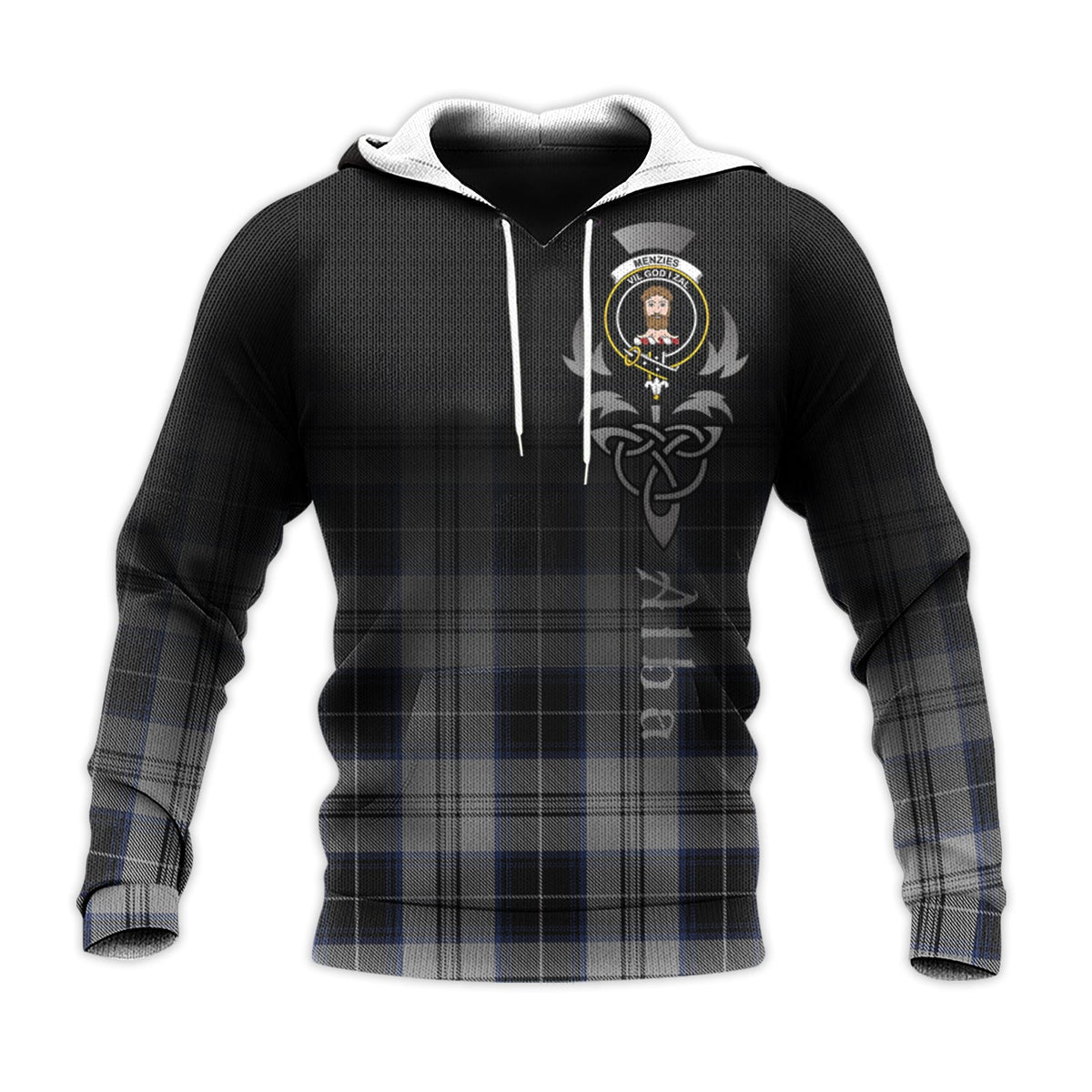 Menzies Black Dress Tartan Hoodie - Alba Celtic Style