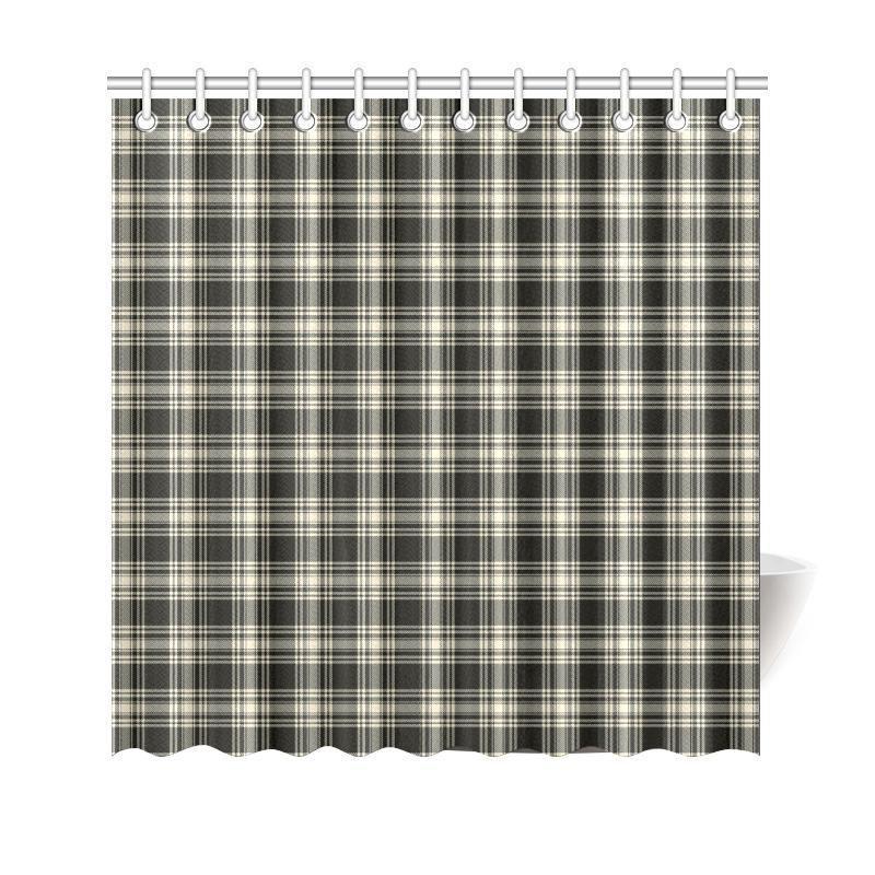 Menzies Black & White Ancient Tartan Shower Curtain