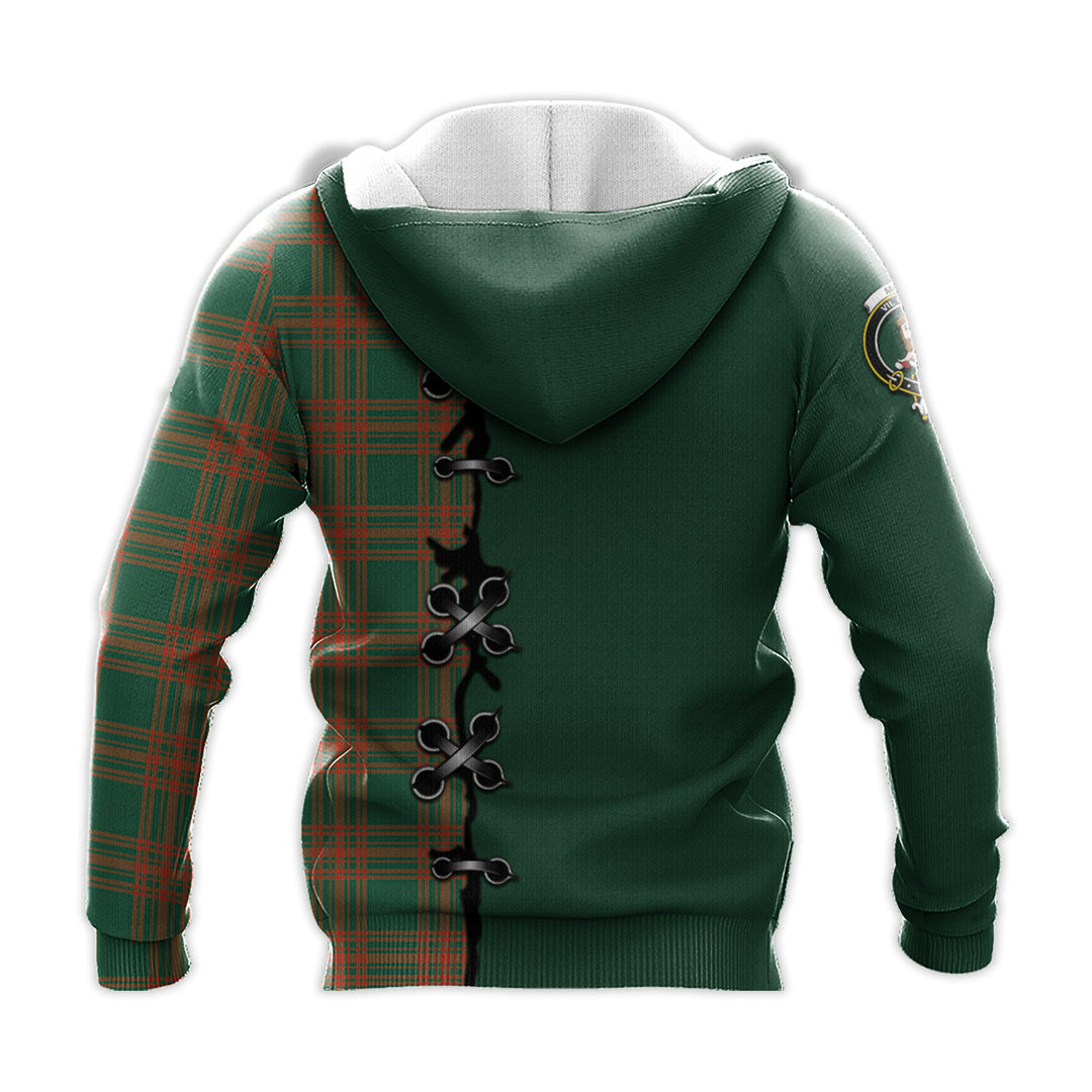 Menzies Green Ancient Tartan Hoodie - Lion Rampant And Celtic Thistle Style