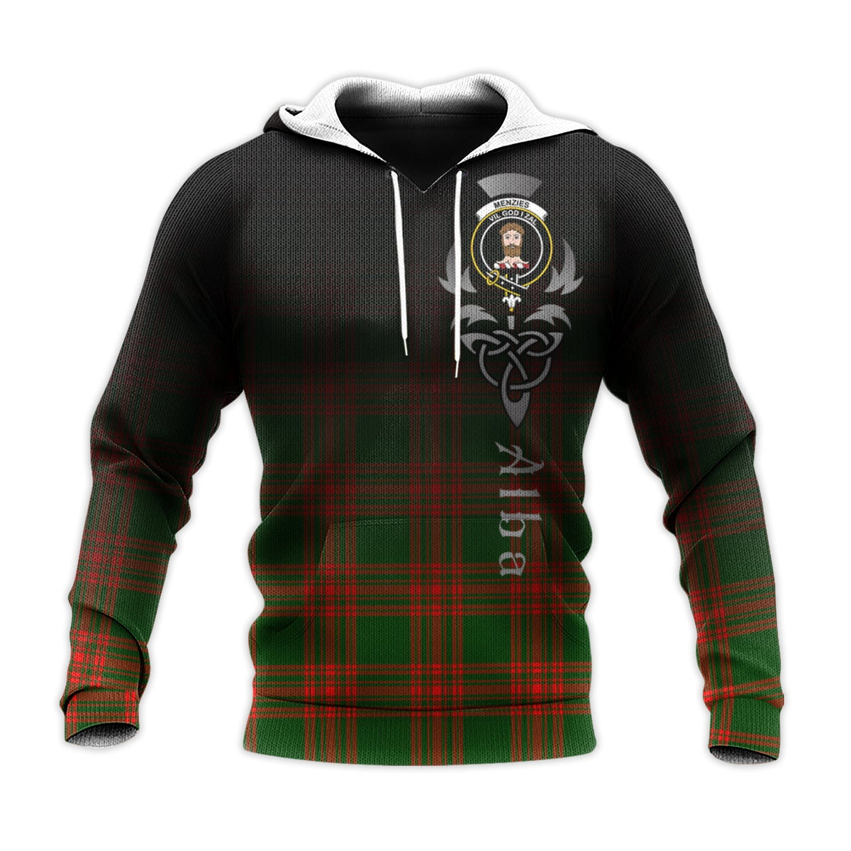 Menzies Green Modern Tartan Hoodie - Alba Celtic Style