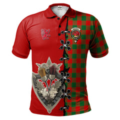 Moncrieff Modern Tartan Polo Shirt - Lion Rampant And Celtic Thistle Style