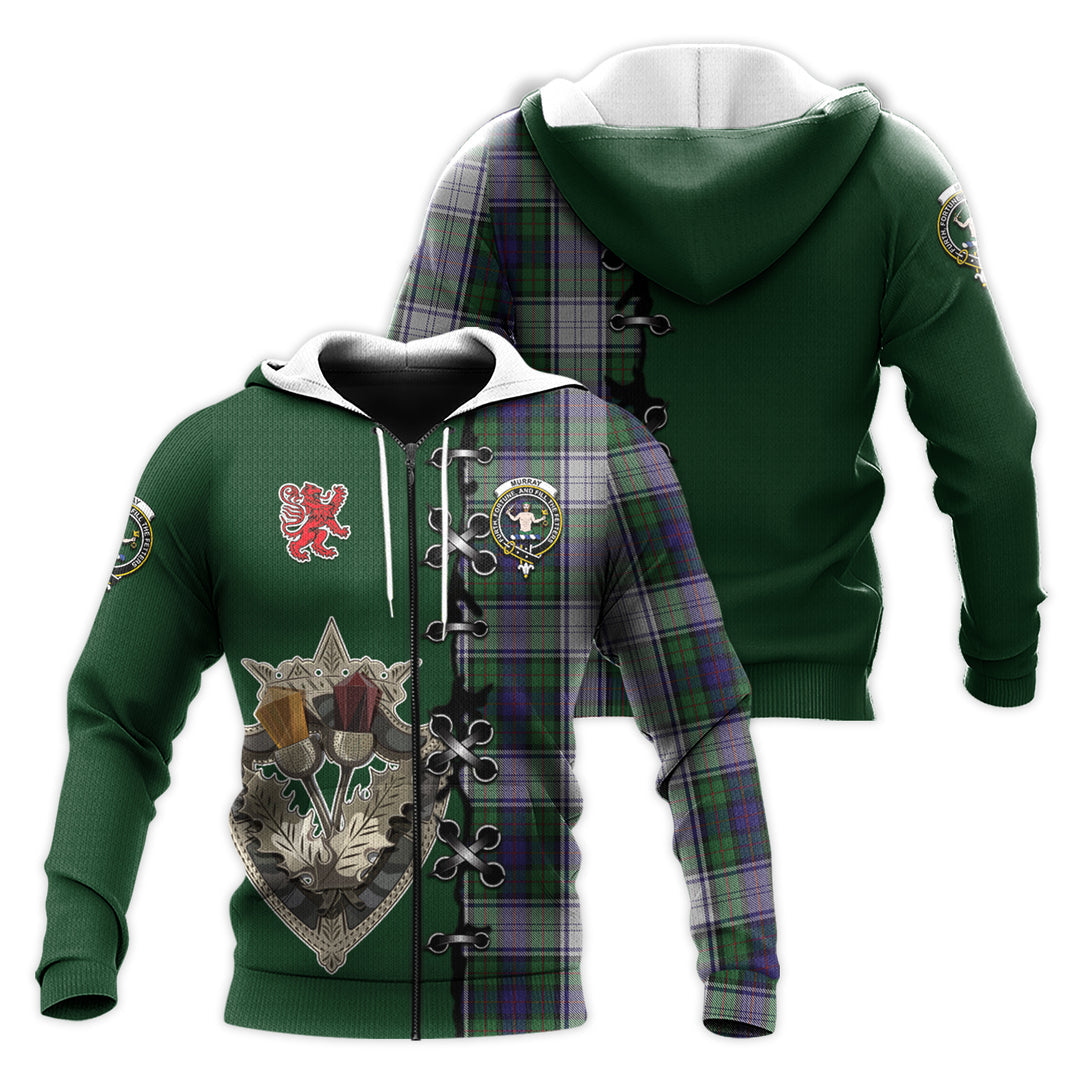 Murray of Atholl Dress Tartan Hoodie - Lion Rampant And Celtic Thistle Style