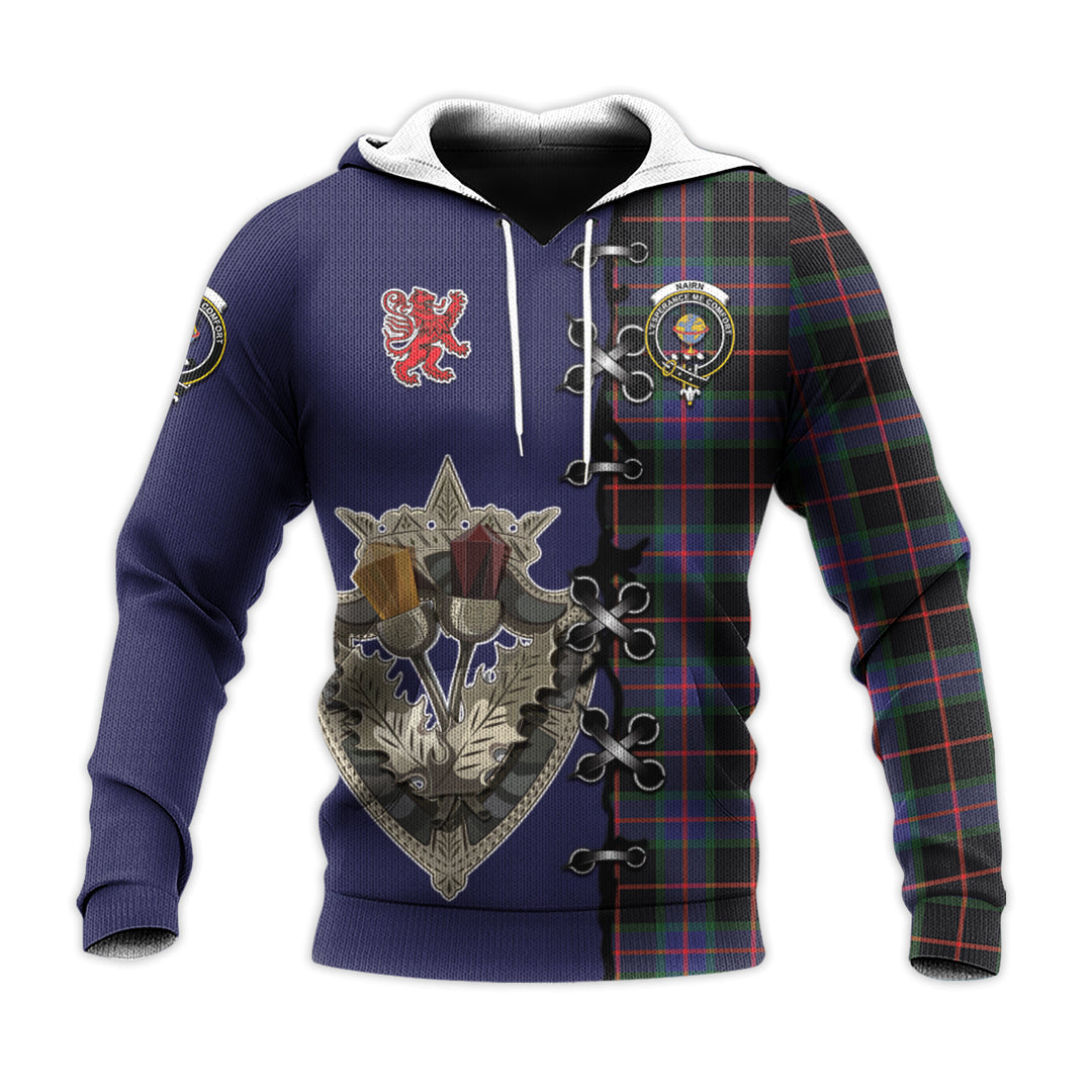 Nairn Tartan Hoodie - Lion Rampant And Celtic Thistle Style