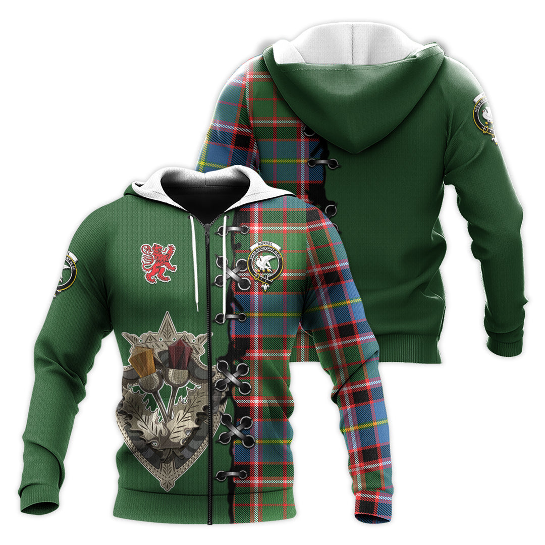 Norvel Tartan Hoodie - Lion Rampant And Celtic Thistle Style