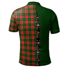 Pollock Modern Tartan Polo Shirt - Lion Rampant And Celtic Thistle Style