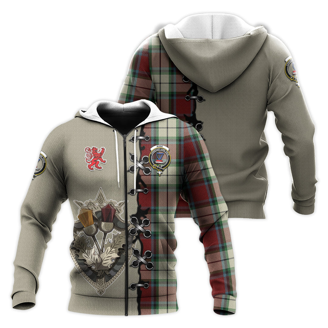 Rose White Dress Tartan Hoodie - Lion Rampant And Celtic Thistle Style
