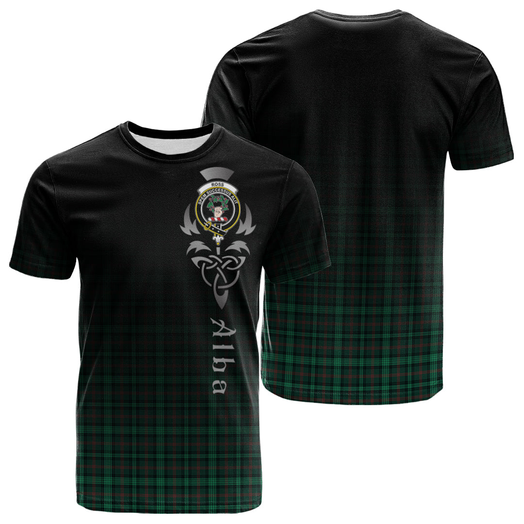 Ross Hunting Modern Tartan Crest T-shirt - Alba Celtic Style
