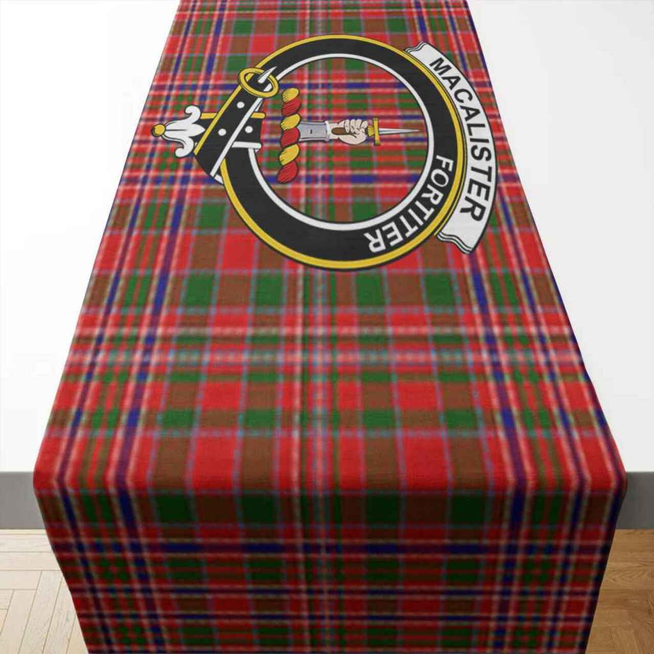MacAlister Tartan Crest Table Runner - Cotton table runner