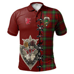 Seton Tartan Polo Shirt - Lion Rampant And Celtic Thistle Style
