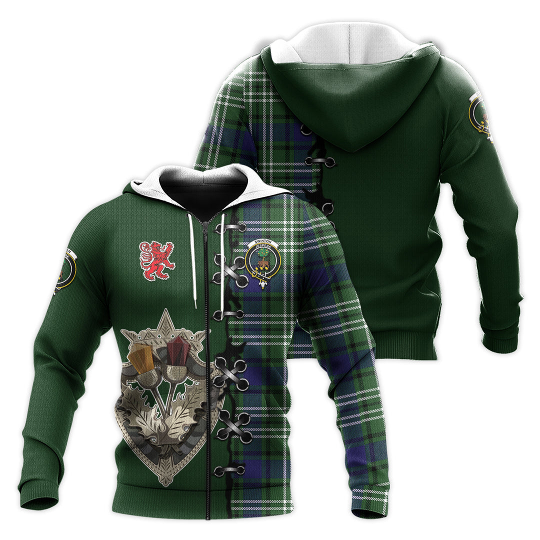Swinton Tartan Hoodie - Lion Rampant And Celtic Thistle Style