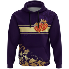 Scots Print Hoodie - Scotland Valentine Heart Thistle Celtic Style Hoodie