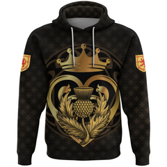 Scots Print Hoodie - Luckenbooth Thistle And Lion Style Hoodie